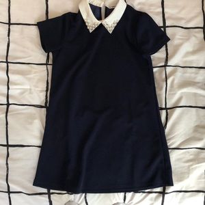 Blue girls collard dress